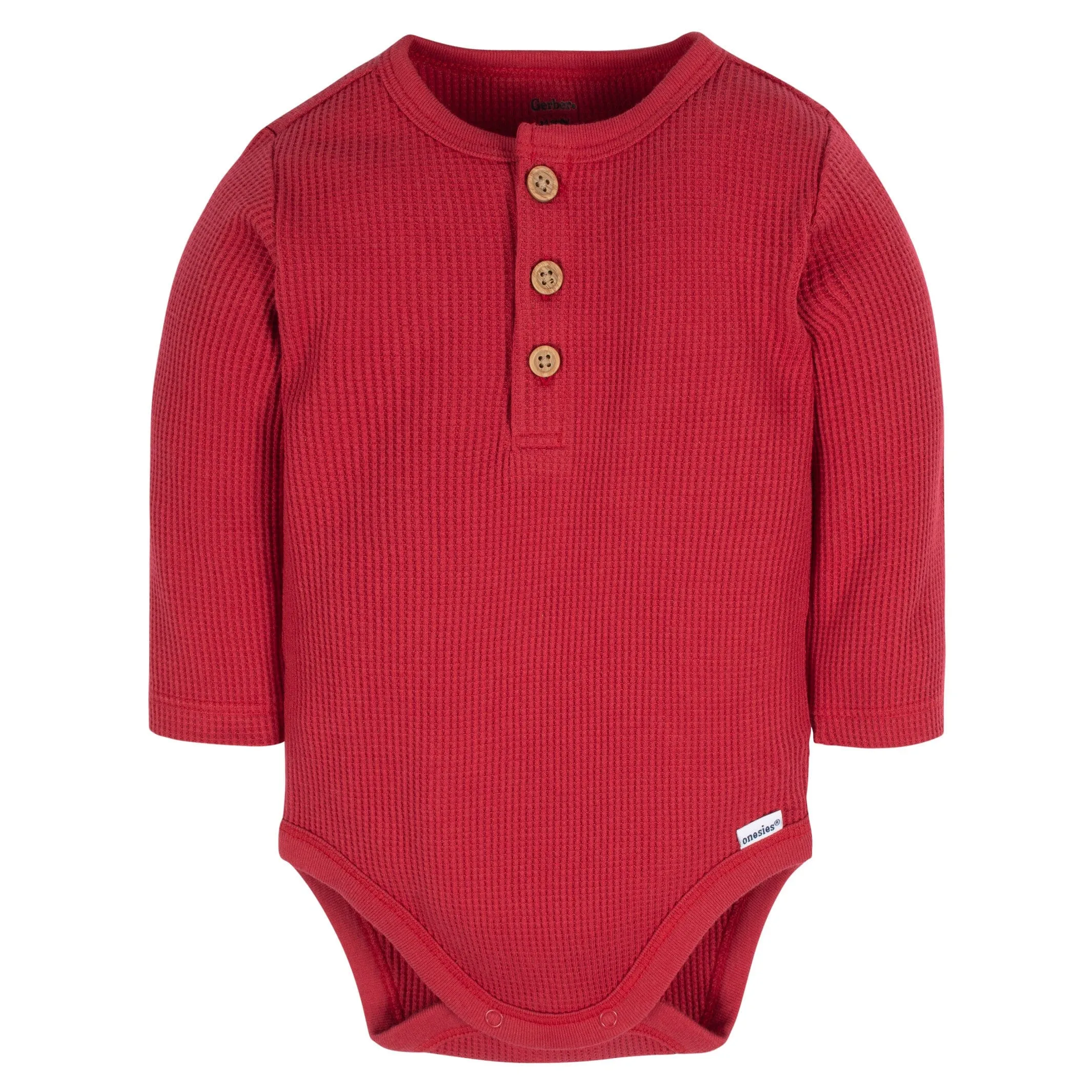 2-Pack Baby Boys Red & Heather Gray Long Sleeve Henley Onesies® Bodysuits