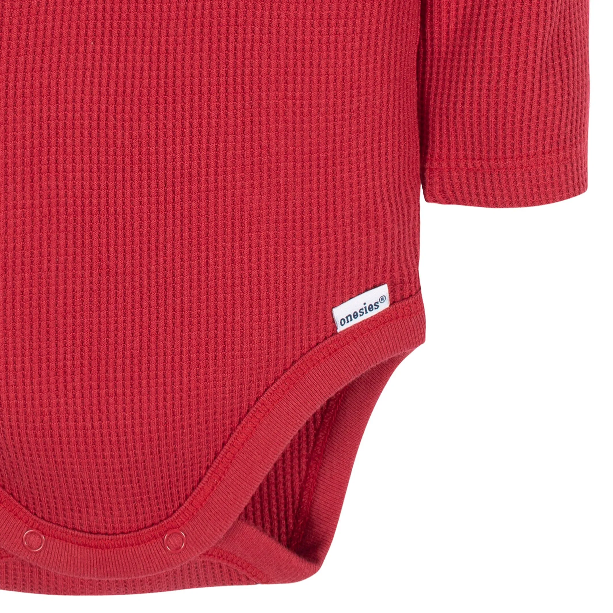 2-Pack Baby Boys Red & Heather Gray Long Sleeve Henley Onesies® Bodysuits