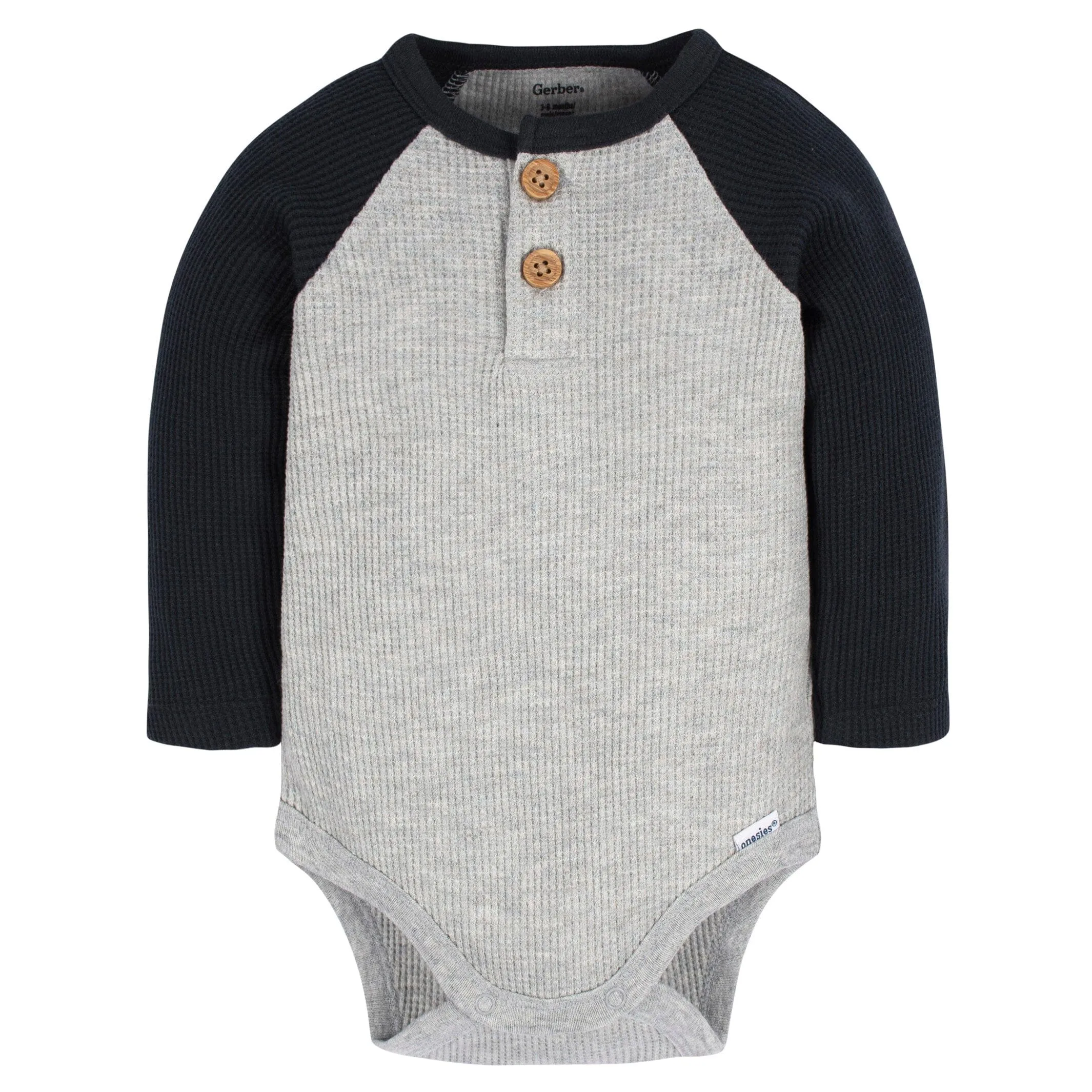 2-Pack Baby Boys Red & Heather Gray Long Sleeve Henley Onesies® Bodysuits