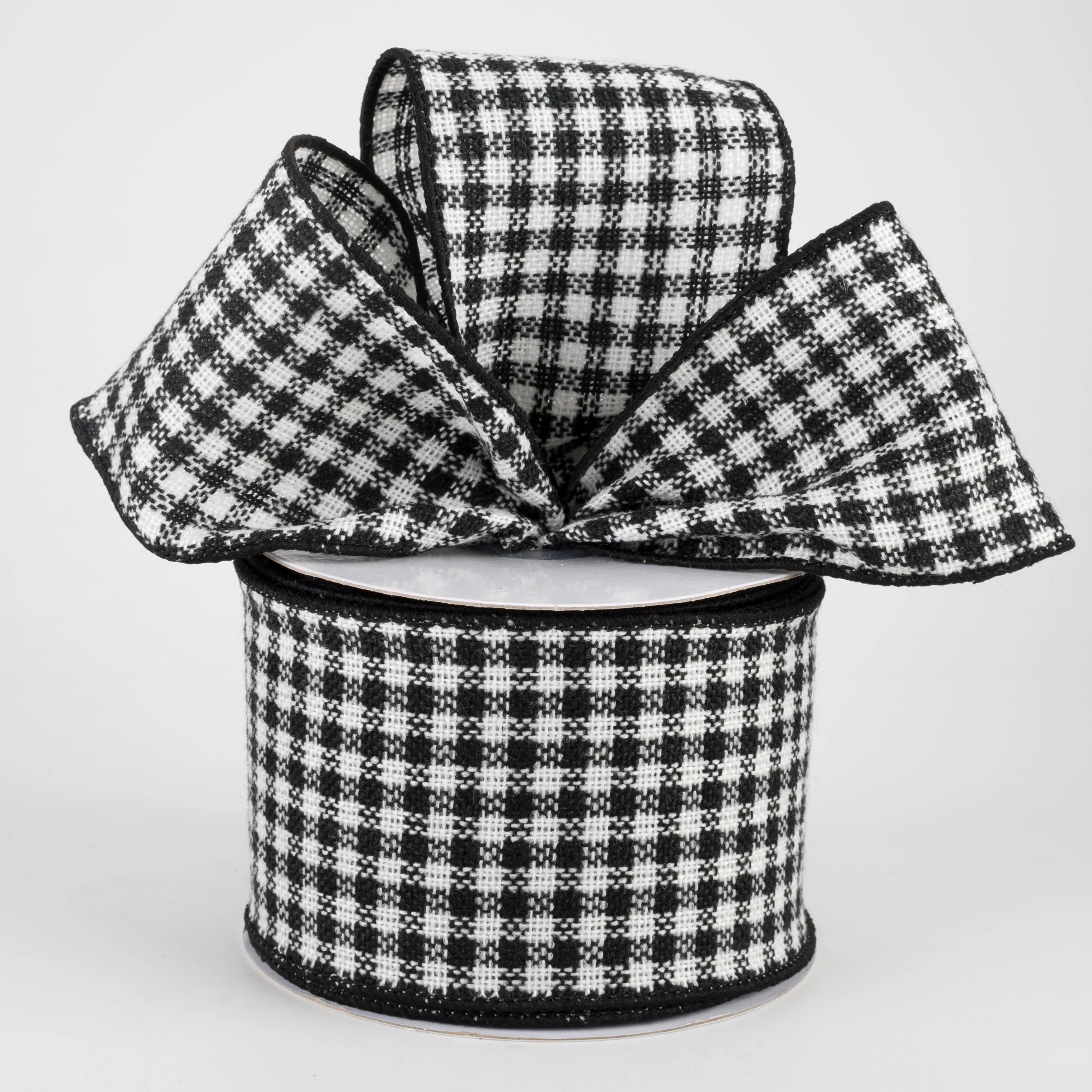 2.5" Mini Woven Check Ribbon: Black & White (10 Yards)