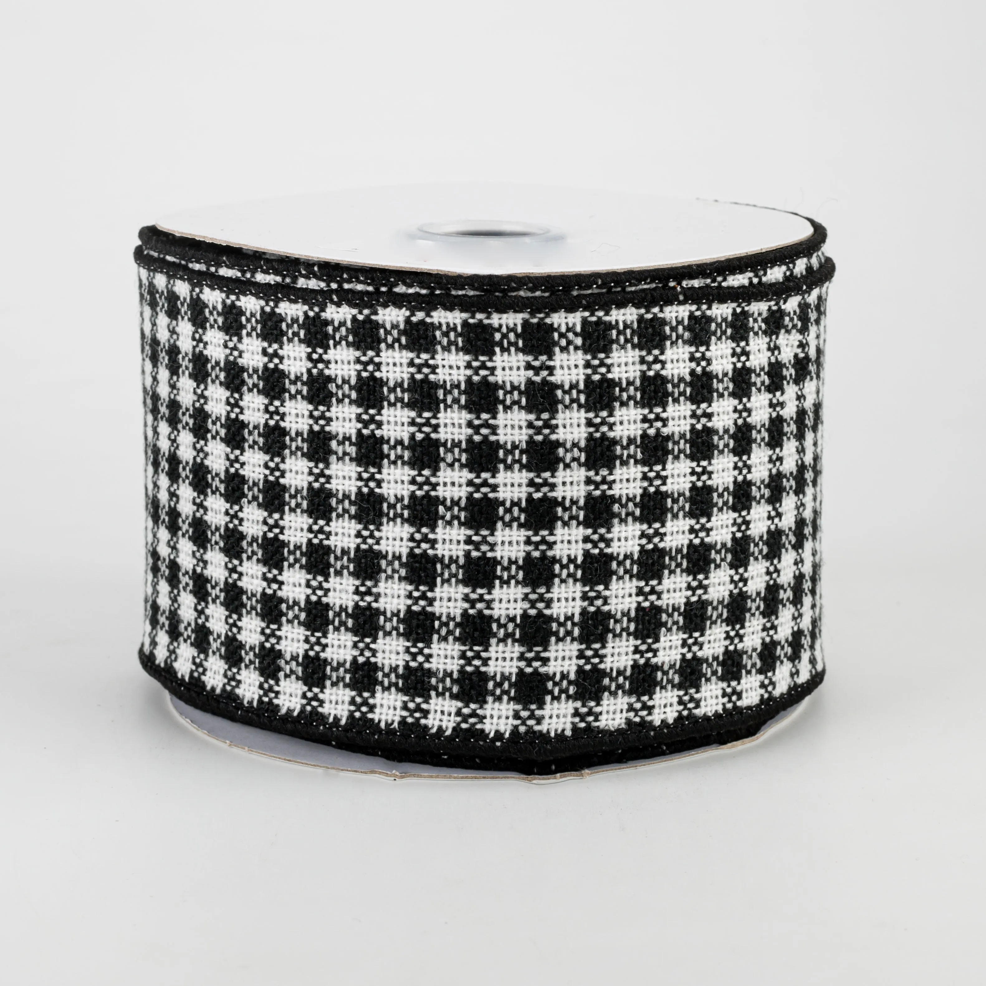 2.5" Mini Woven Check Ribbon: Black & White (10 Yards)