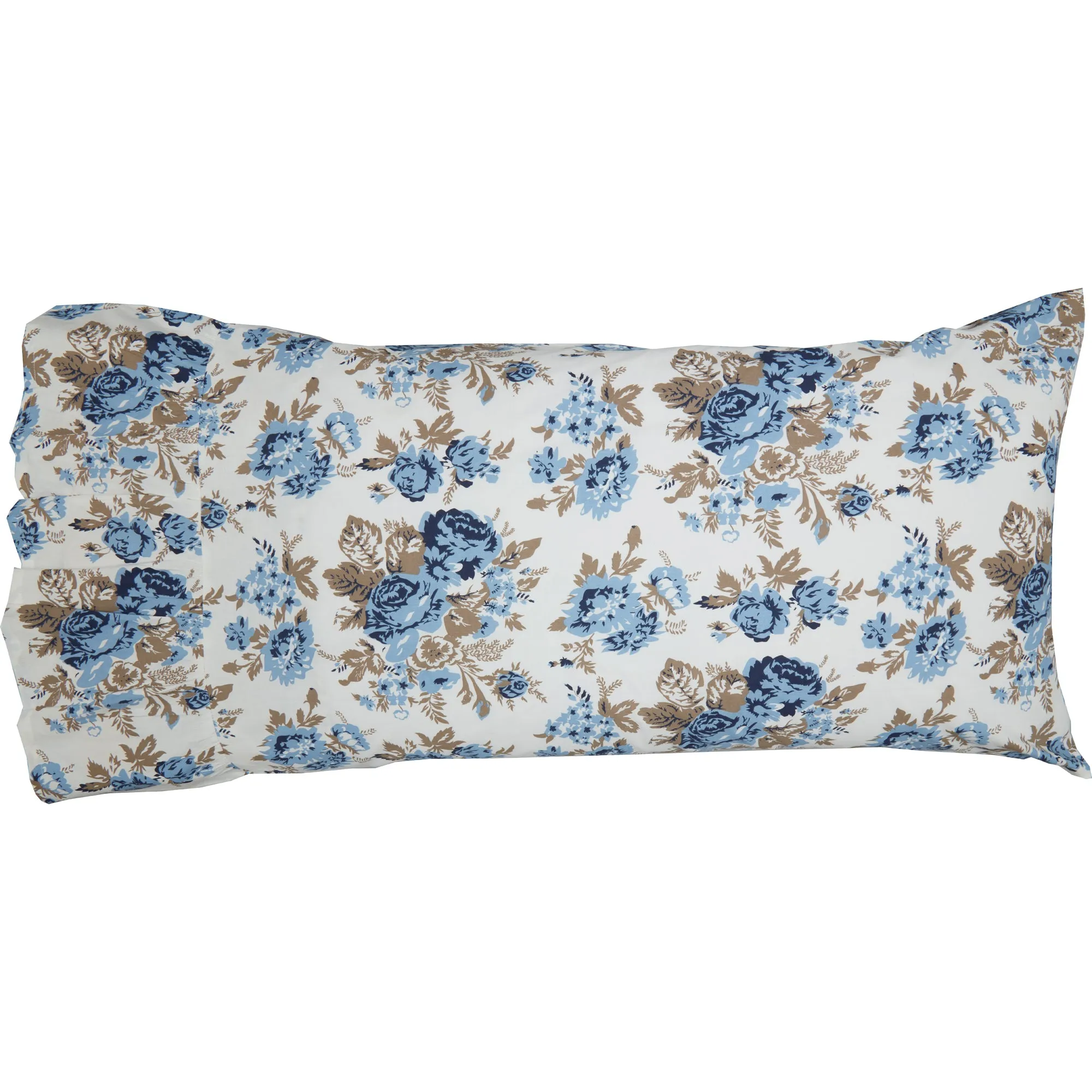 Annie Blue Floral Ruffled King Pillow Case Set of 2 21x36 8