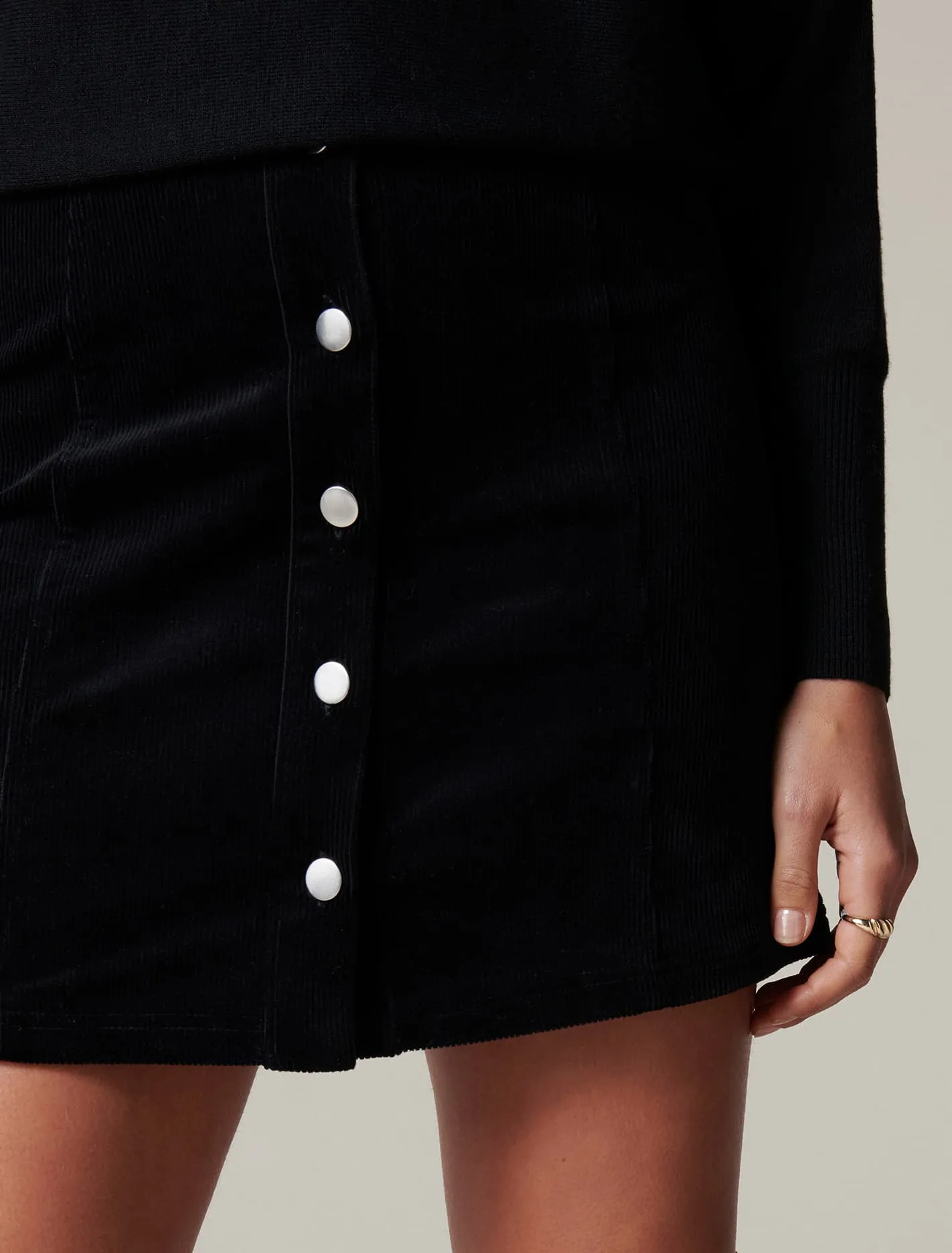 Aurora Button Cord Mini Skirt