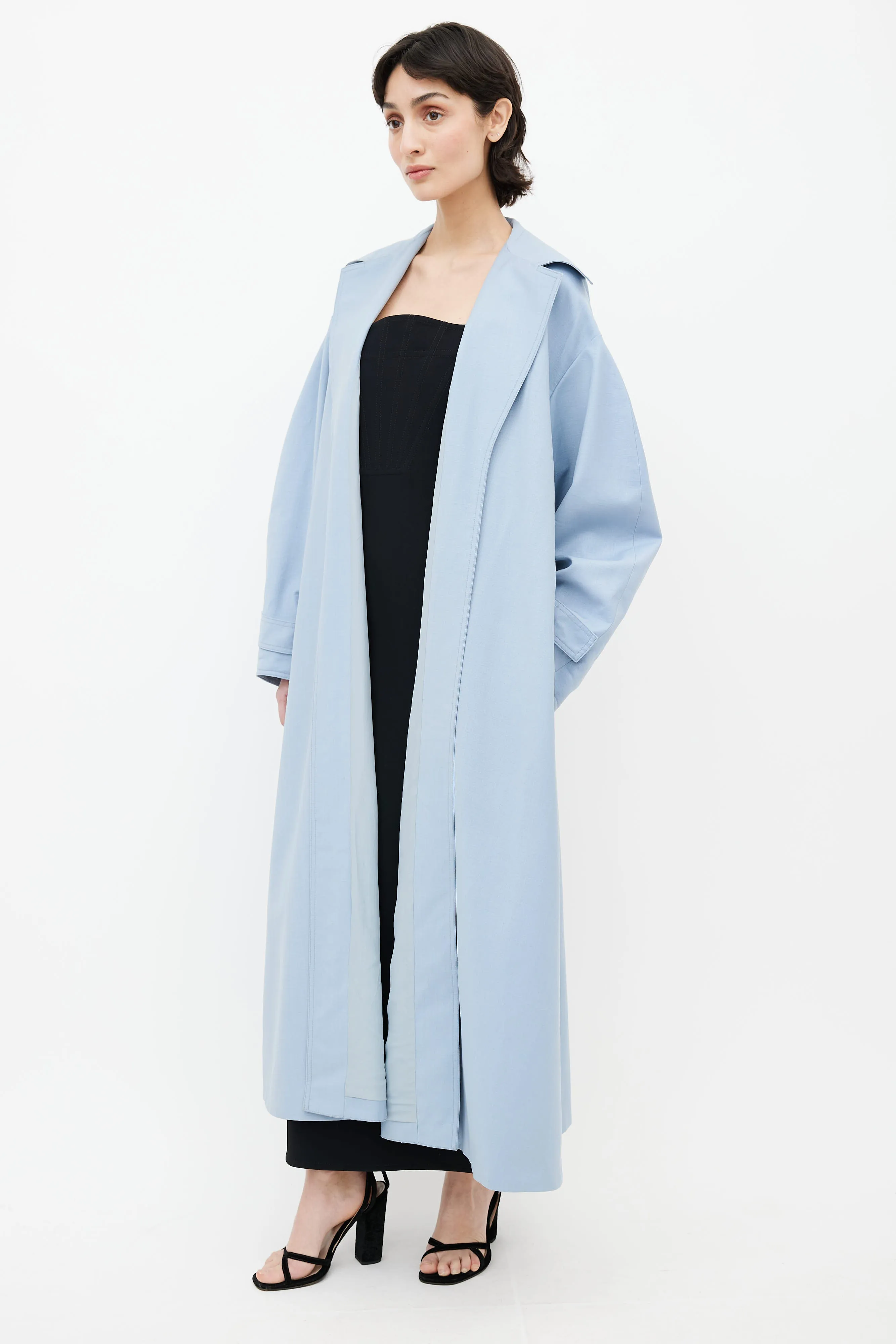 Blue Belted Trench Coat