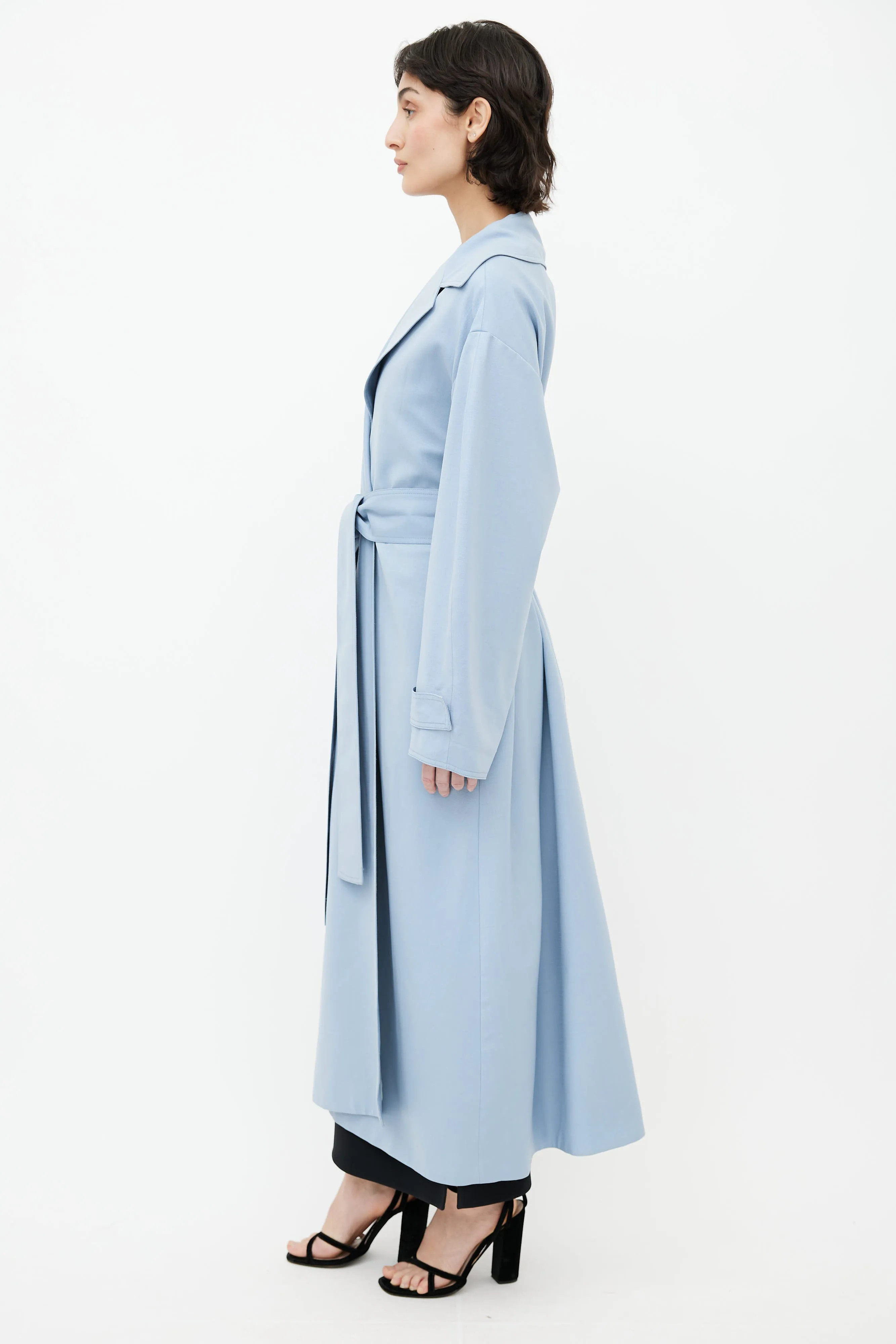 Blue Belted Trench Coat