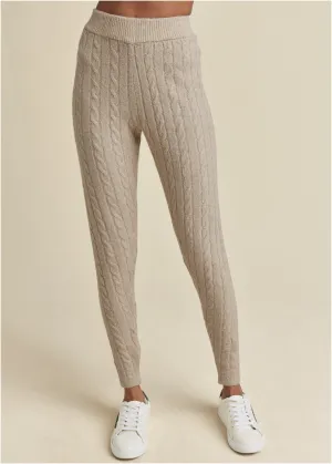 Cable Knit Leggings - Oatmeal Heather