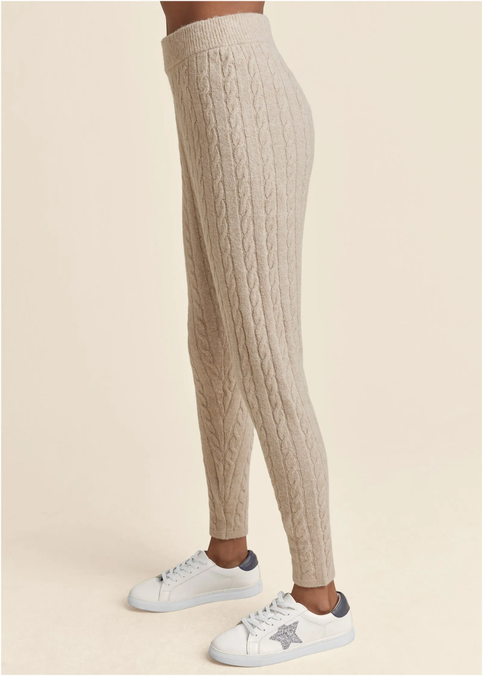 Cable Knit Leggings - Oatmeal Heather