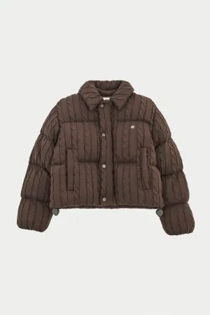 CABLE KNITTED PUFFER - BROWN