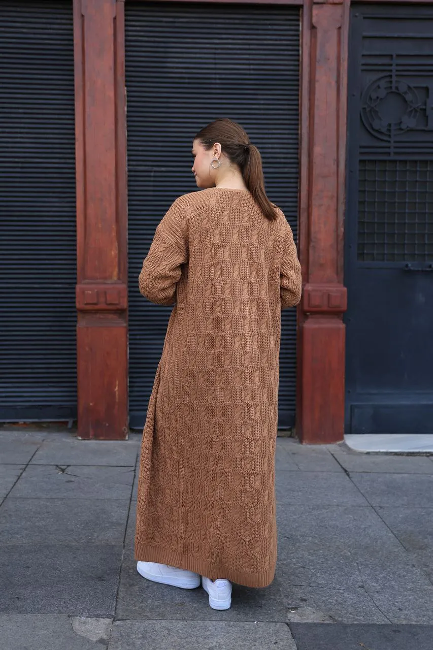 Cozy Elegance: Two-Piece Women's Maxi Sweater Dress and Knitted Over Coat