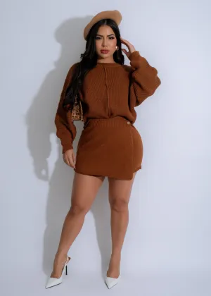 Cozy Terrain Knit Short Set Brown