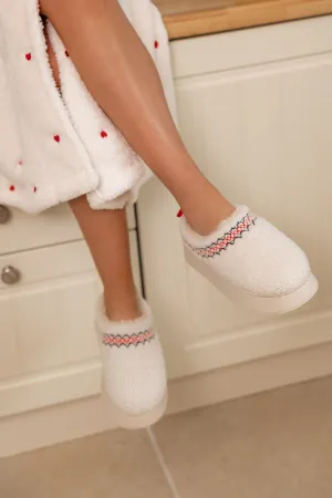 Cream Borg Platform Slippers