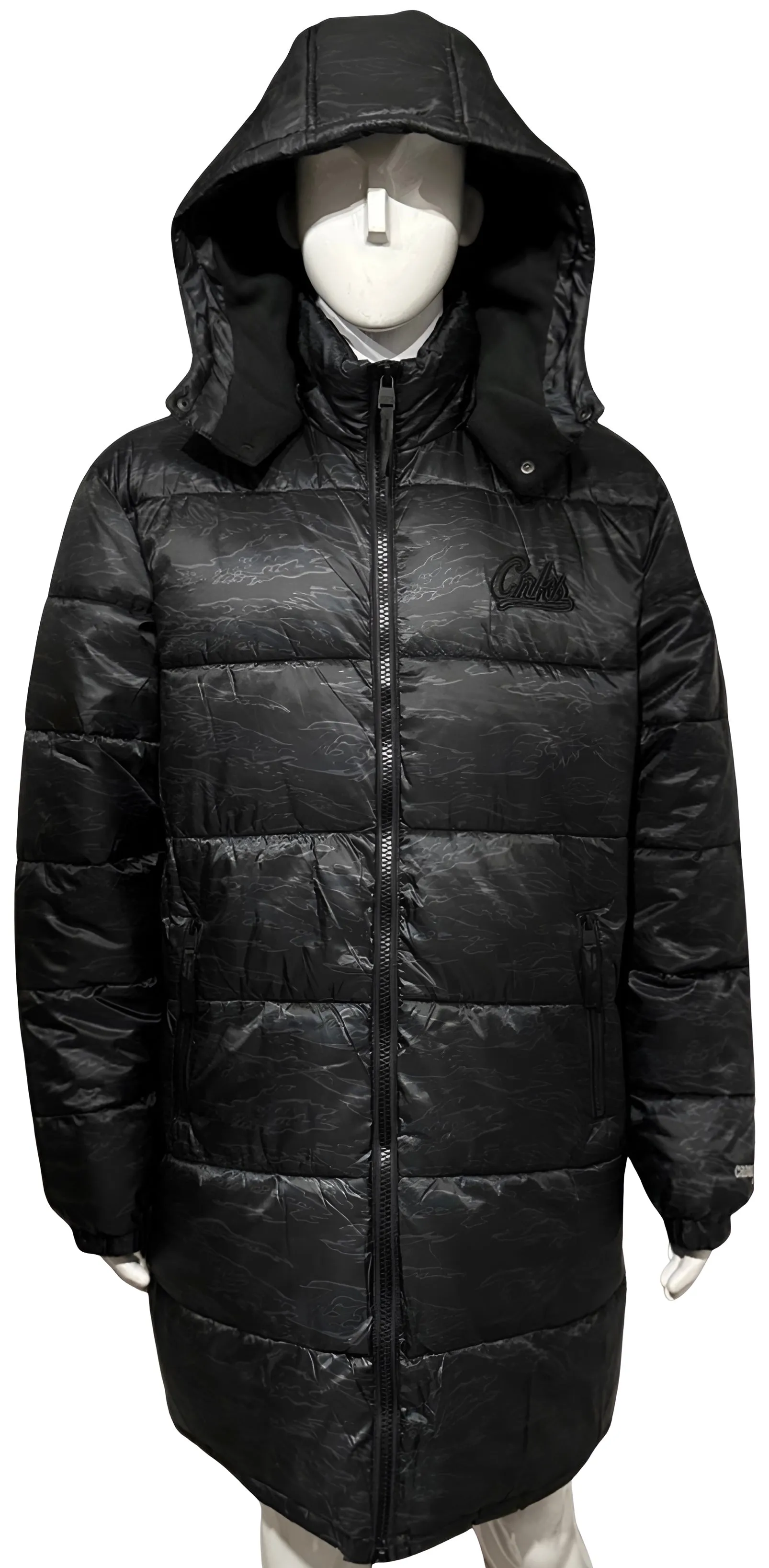 *CROOKS & CASTLES* (BLACK) ~TIGER~ PUFFER LONG BODY WINTER JACKETS FOR MEN