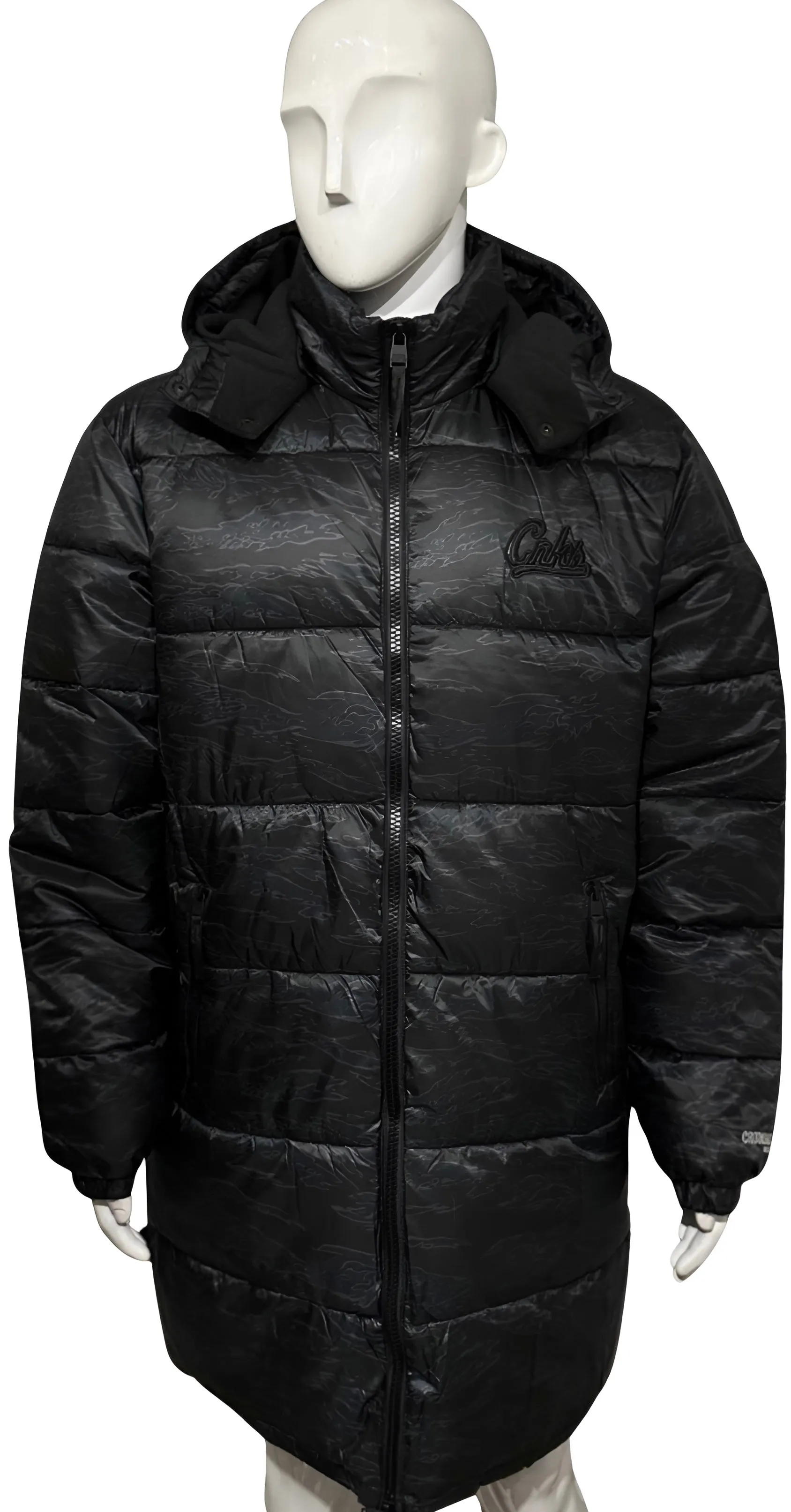 *CROOKS & CASTLES* (BLACK) ~TIGER~ PUFFER LONG BODY WINTER JACKETS FOR MEN