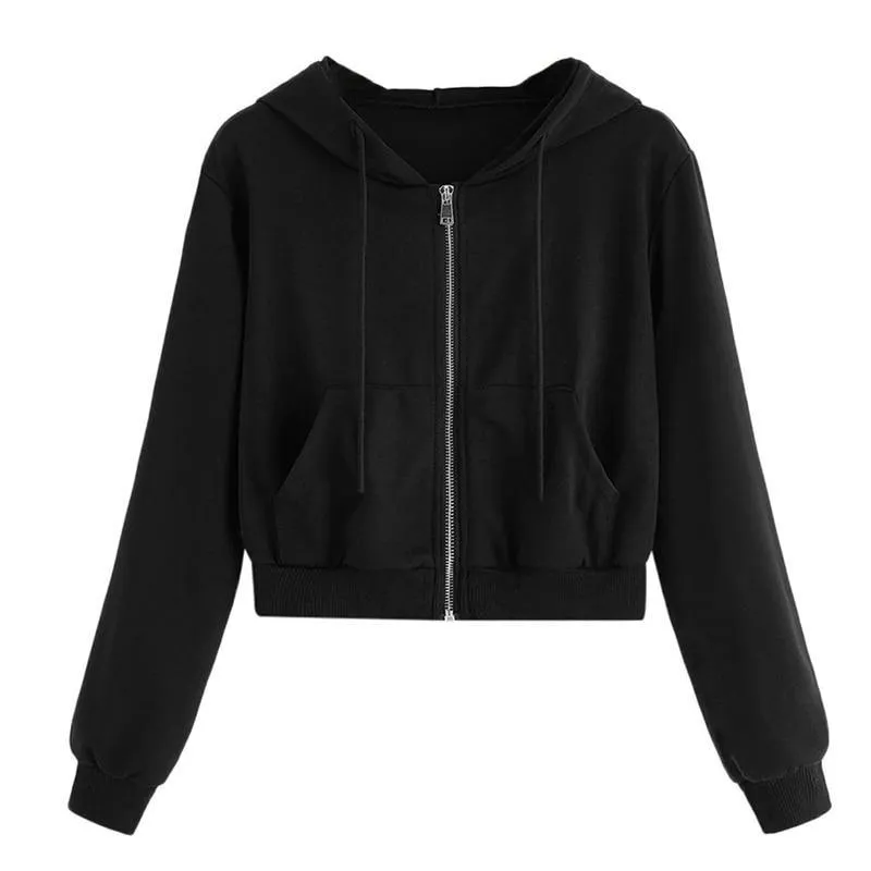 Cropped Zip-Up Women's Hoodie: A cropped long sleeve hoodie to mix and match with your wardrobe