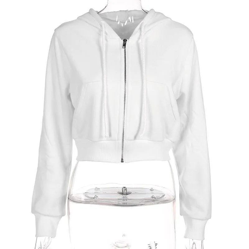 Cropped Zip-Up Women's Hoodie: A cropped long sleeve hoodie to mix and match with your wardrobe