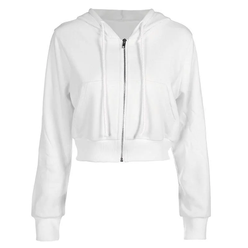 Cropped Zip-Up Women's Hoodie: A cropped long sleeve hoodie to mix and match with your wardrobe