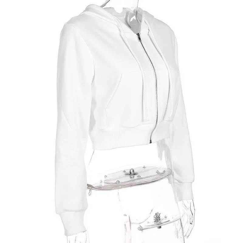 Cropped Zip-Up Women's Hoodie: A cropped long sleeve hoodie to mix and match with your wardrobe