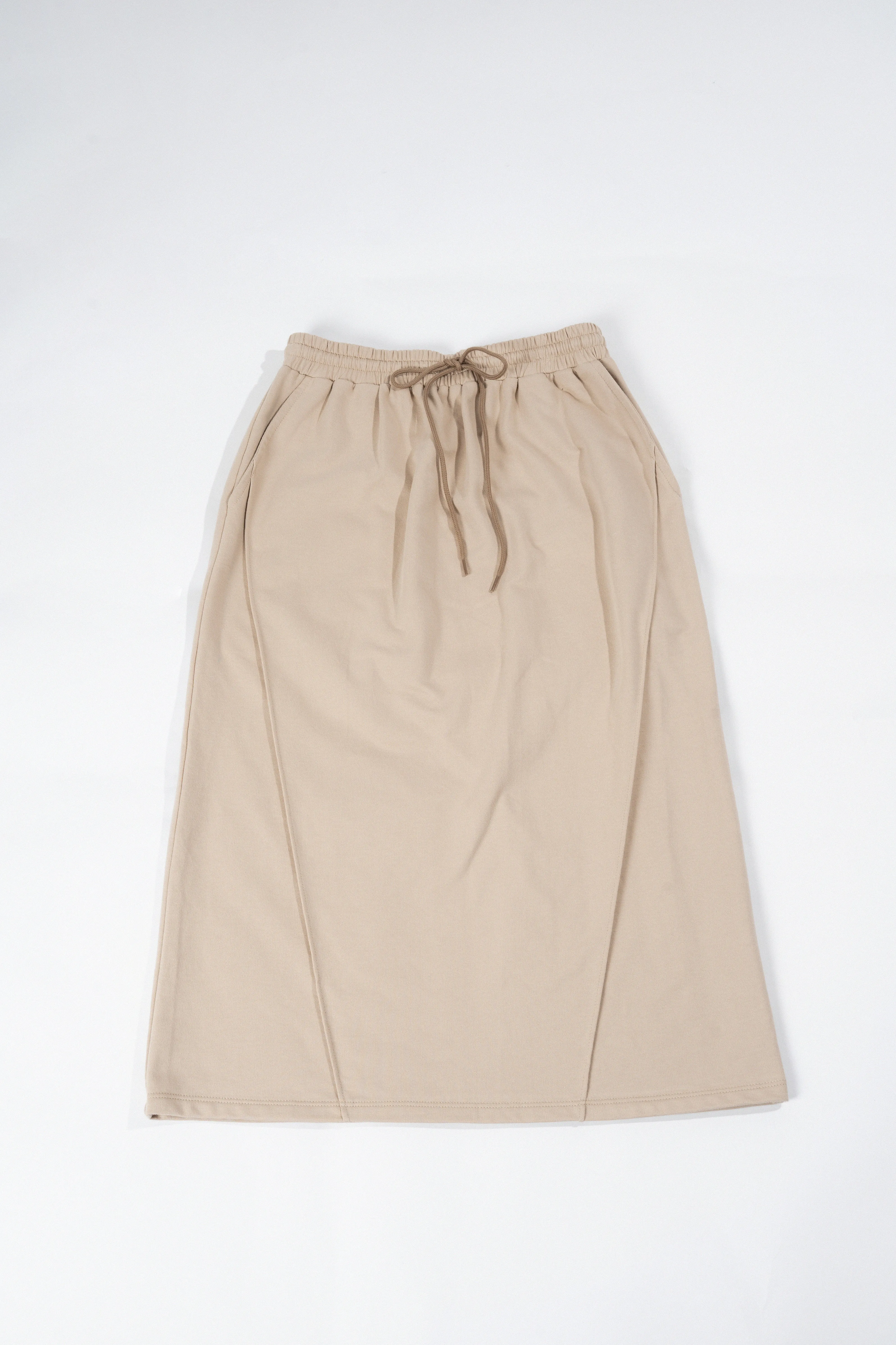 Cutline Pencil Midi Skirt (Khaki)