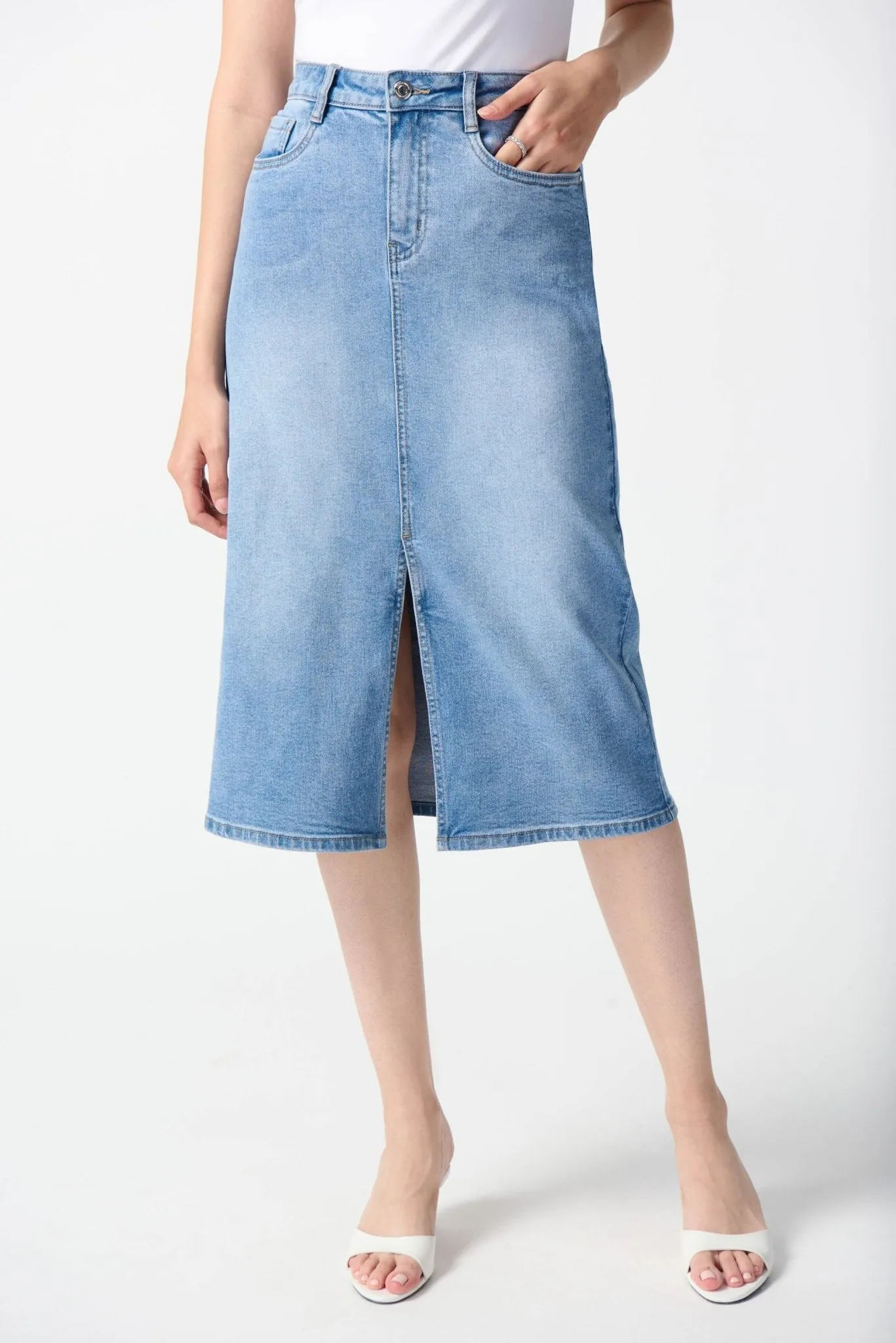 Denim A-Line Skirt Style 242919 | Light Blue