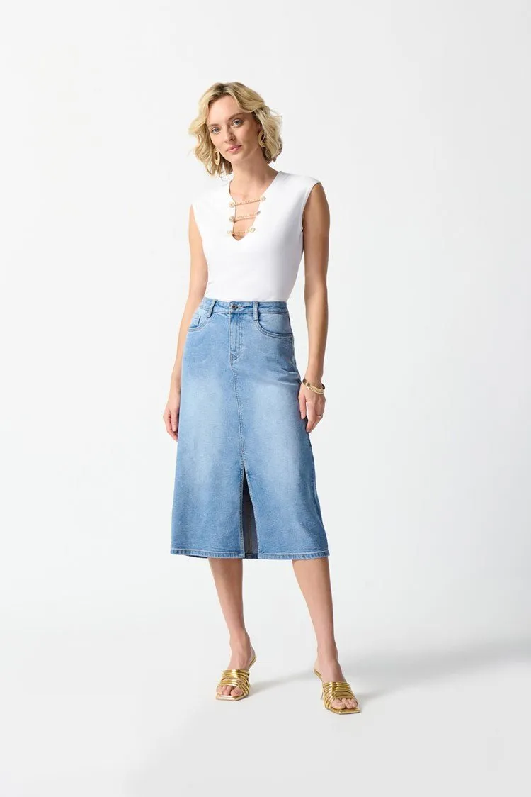 Denim A-Line Skirt Style 242919 | Light Blue