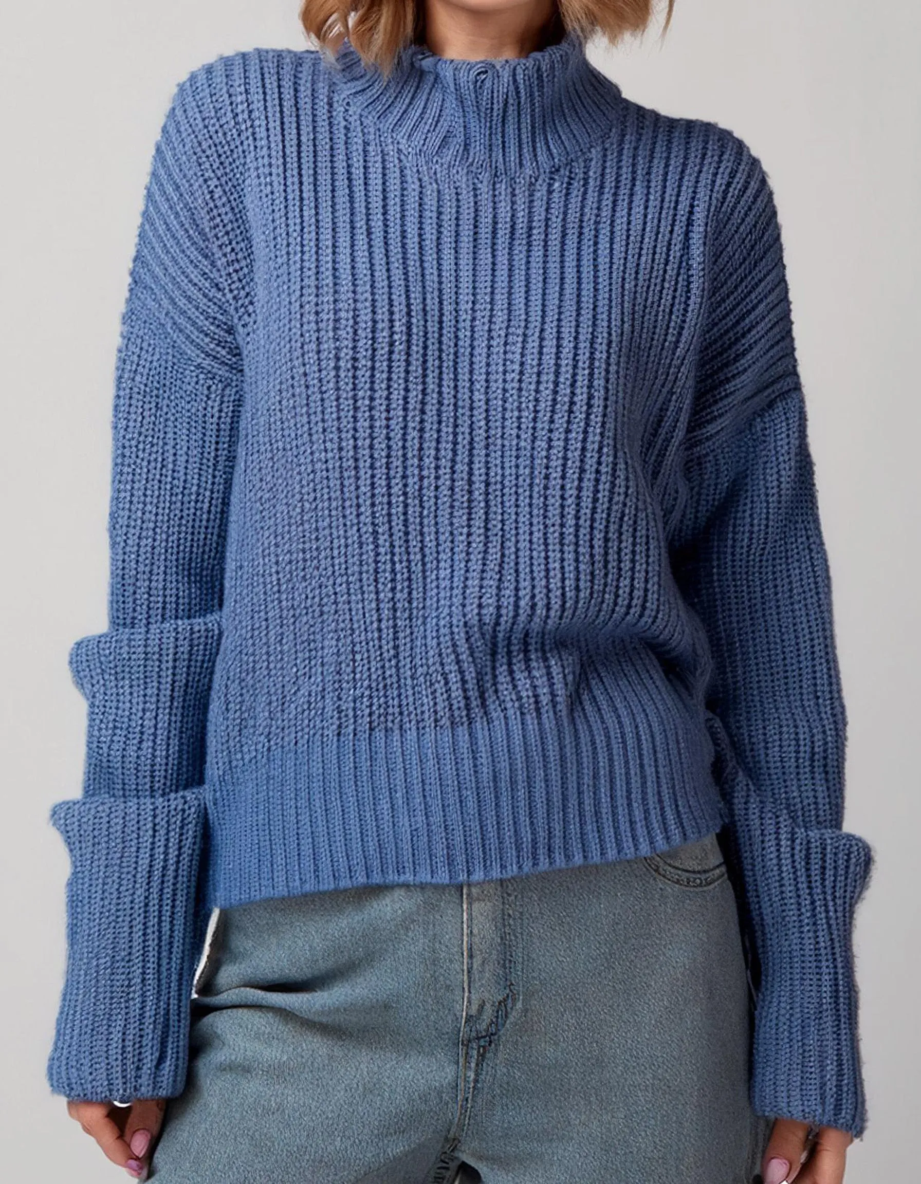 Denim Blue Cozy Knit Pullover