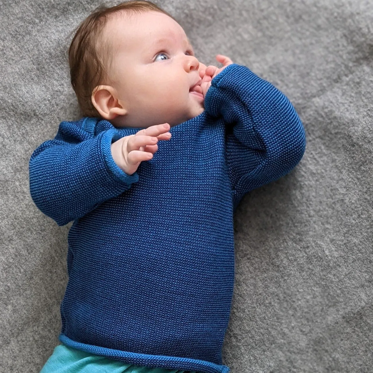 Disana Baby/Toddler Melange Sweater with button, Knitted Wool