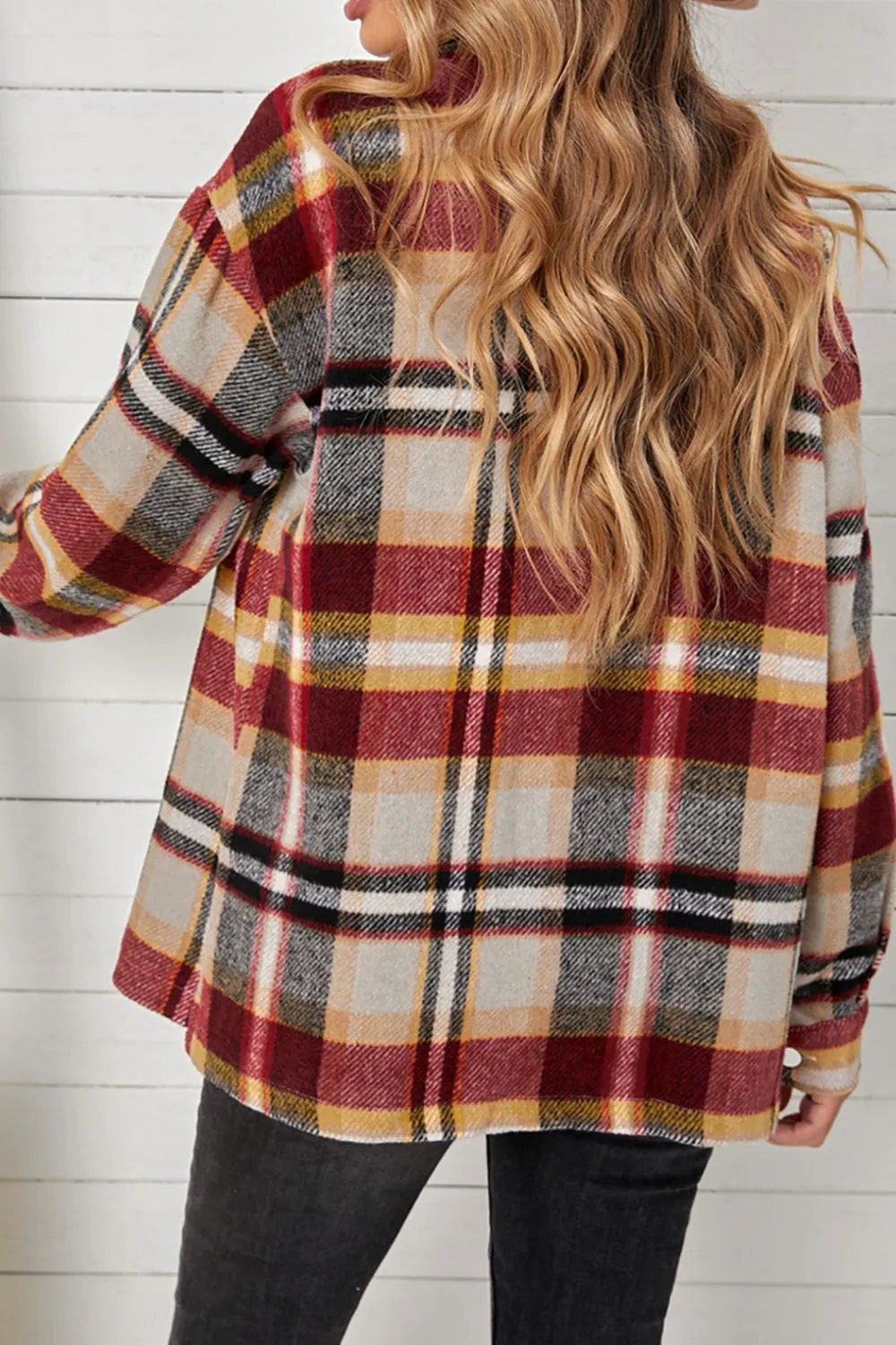 Emmie Plaid Pocketed Button Down Shacket