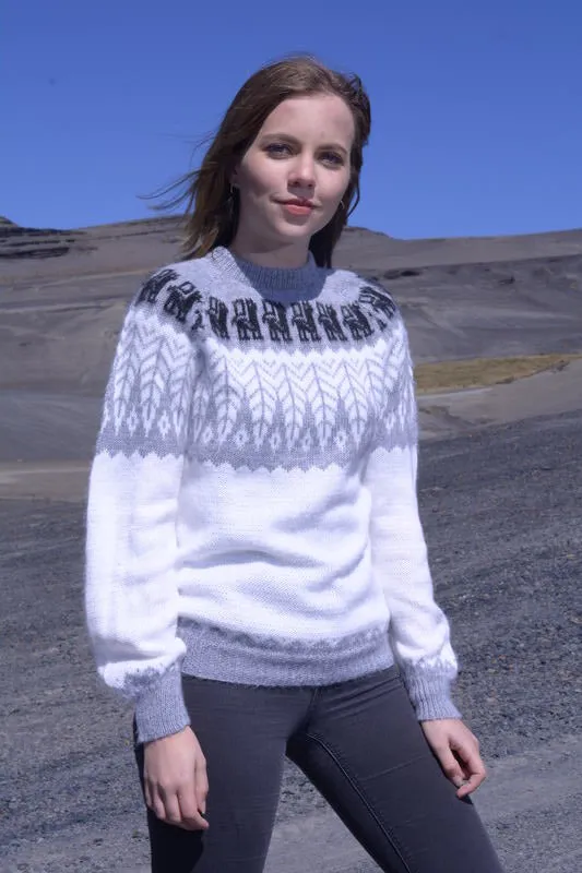 Fair Isle Crewneck Alpaca Sweater for Women