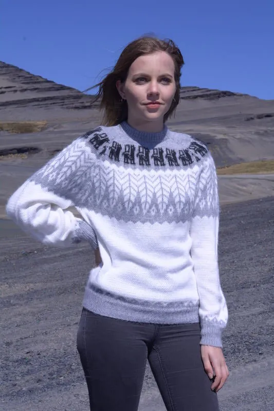 Fair Isle Crewneck Alpaca Sweater for Women