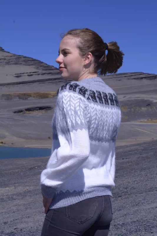 Fair Isle Crewneck Alpaca Sweater for Women