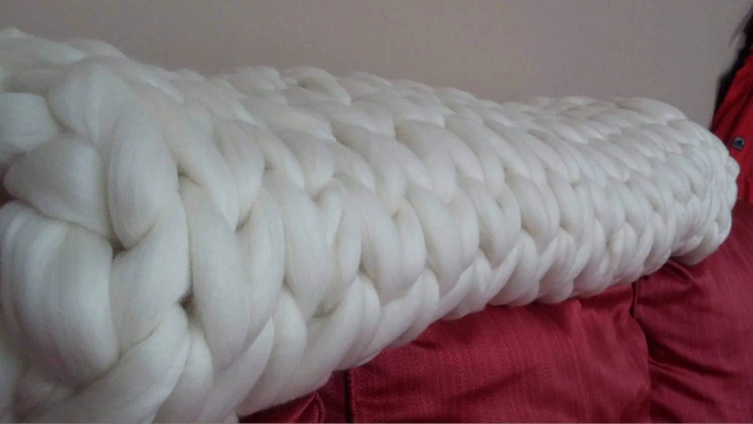 FAST Ship- Chunky Knit Blanket, SALE TODAY Only! Ivory Chunky Knit Wool Blanket 50"x 65" Throw Blanket Giant Knit, Chunky Merino Blanket