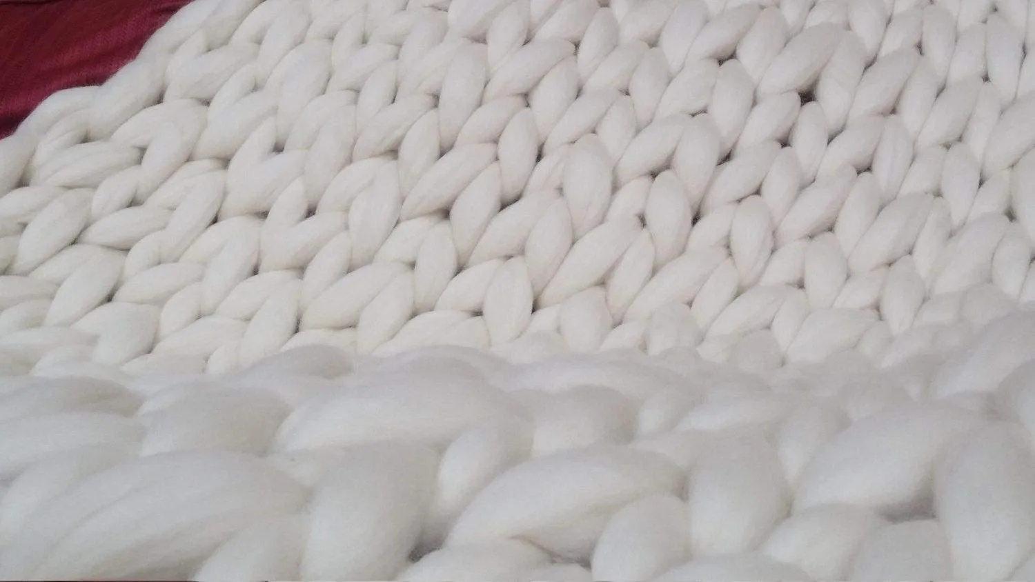 FAST Ship- Chunky Knit Blanket, SALE TODAY Only! Ivory Chunky Knit Wool Blanket 50"x 65" Throw Blanket Giant Knit, Chunky Merino Blanket