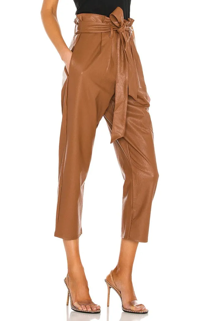 Faux Leather Paperbag Pant