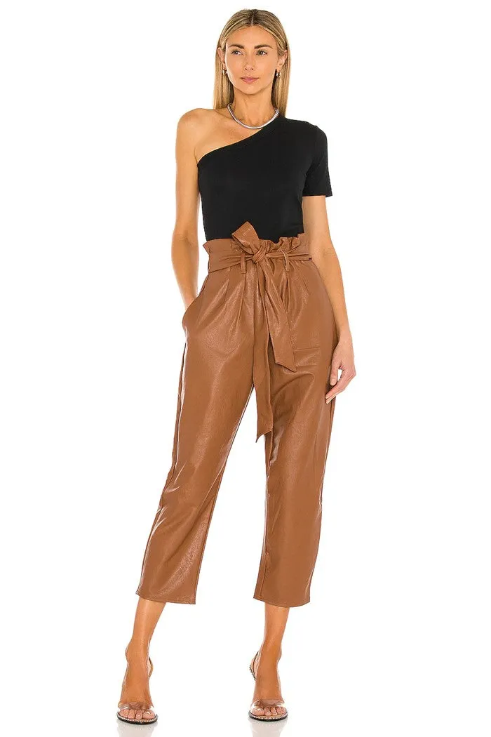 Faux Leather Paperbag Pant