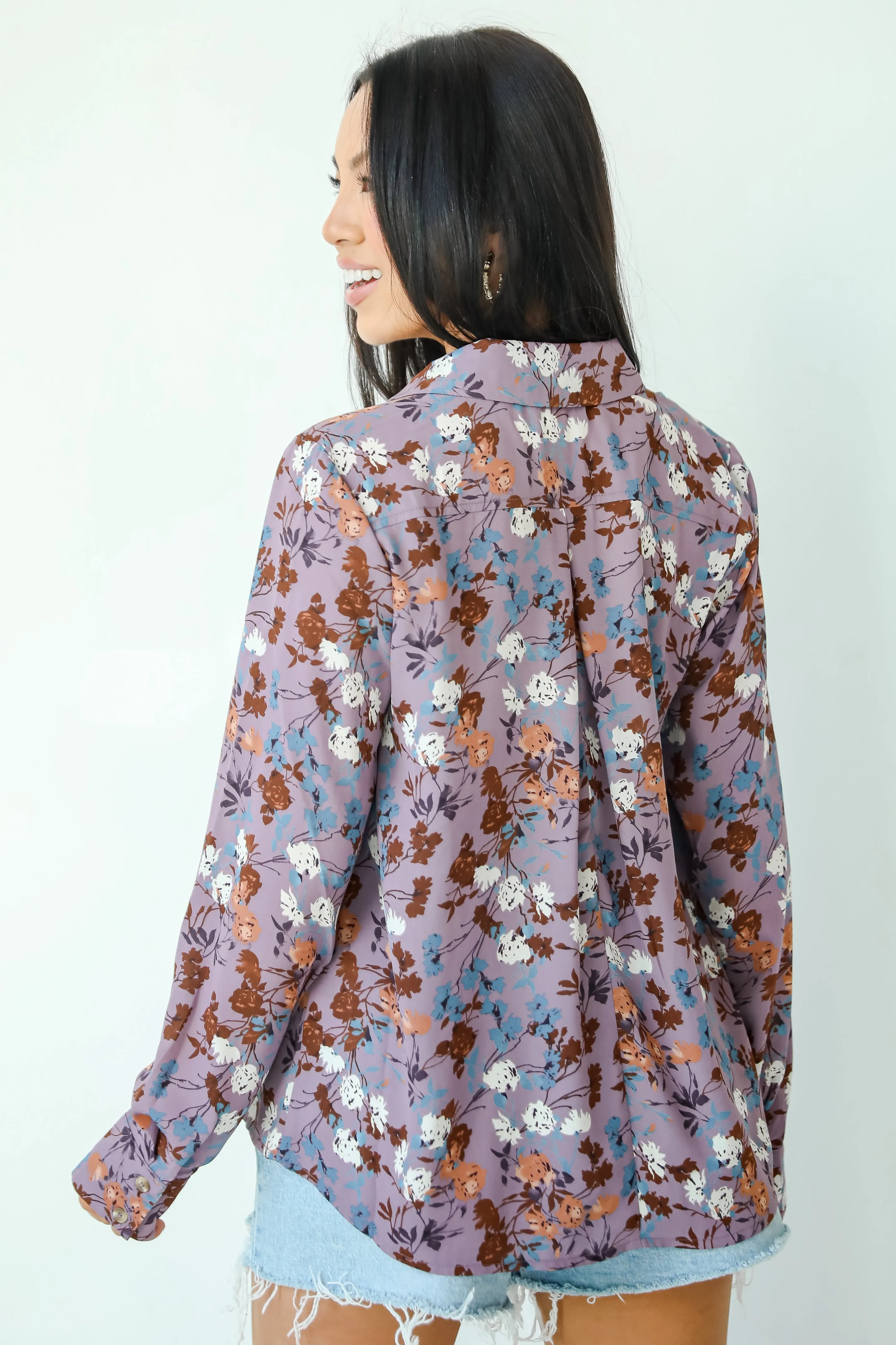 FINAL SALE - Certainly Flawless Purple Floral Blouse