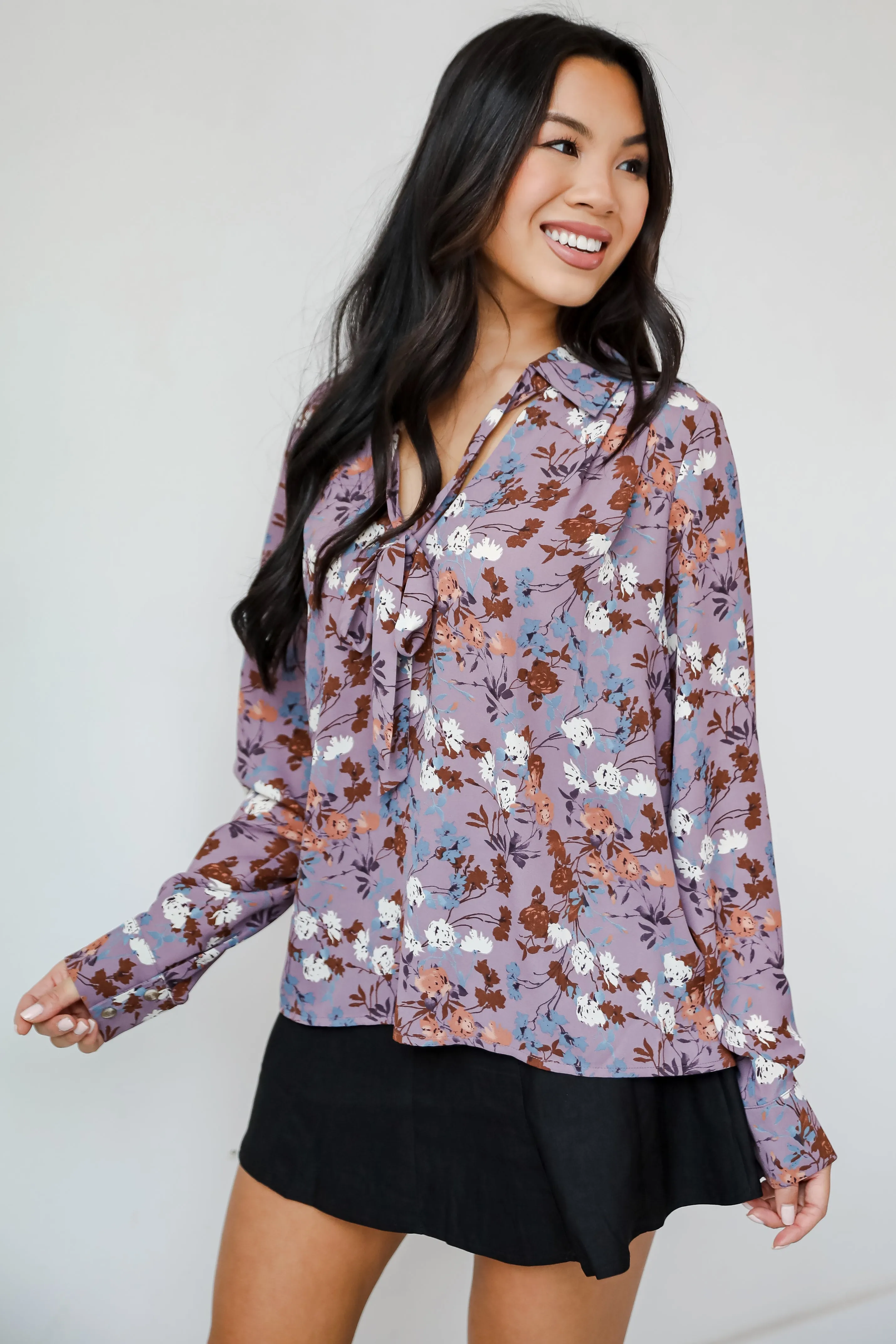 FINAL SALE - Certainly Flawless Purple Floral Blouse