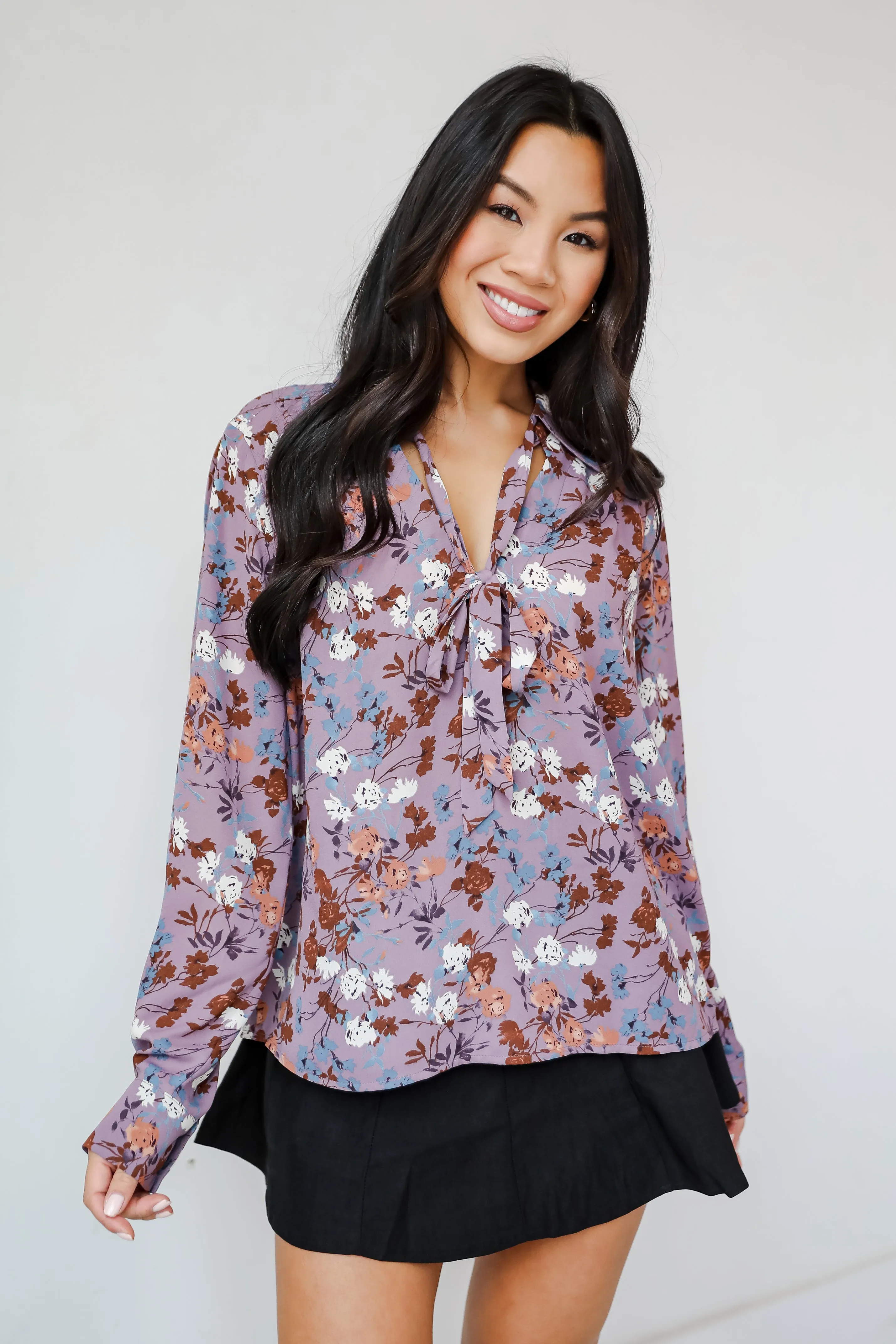 FINAL SALE - Certainly Flawless Purple Floral Blouse