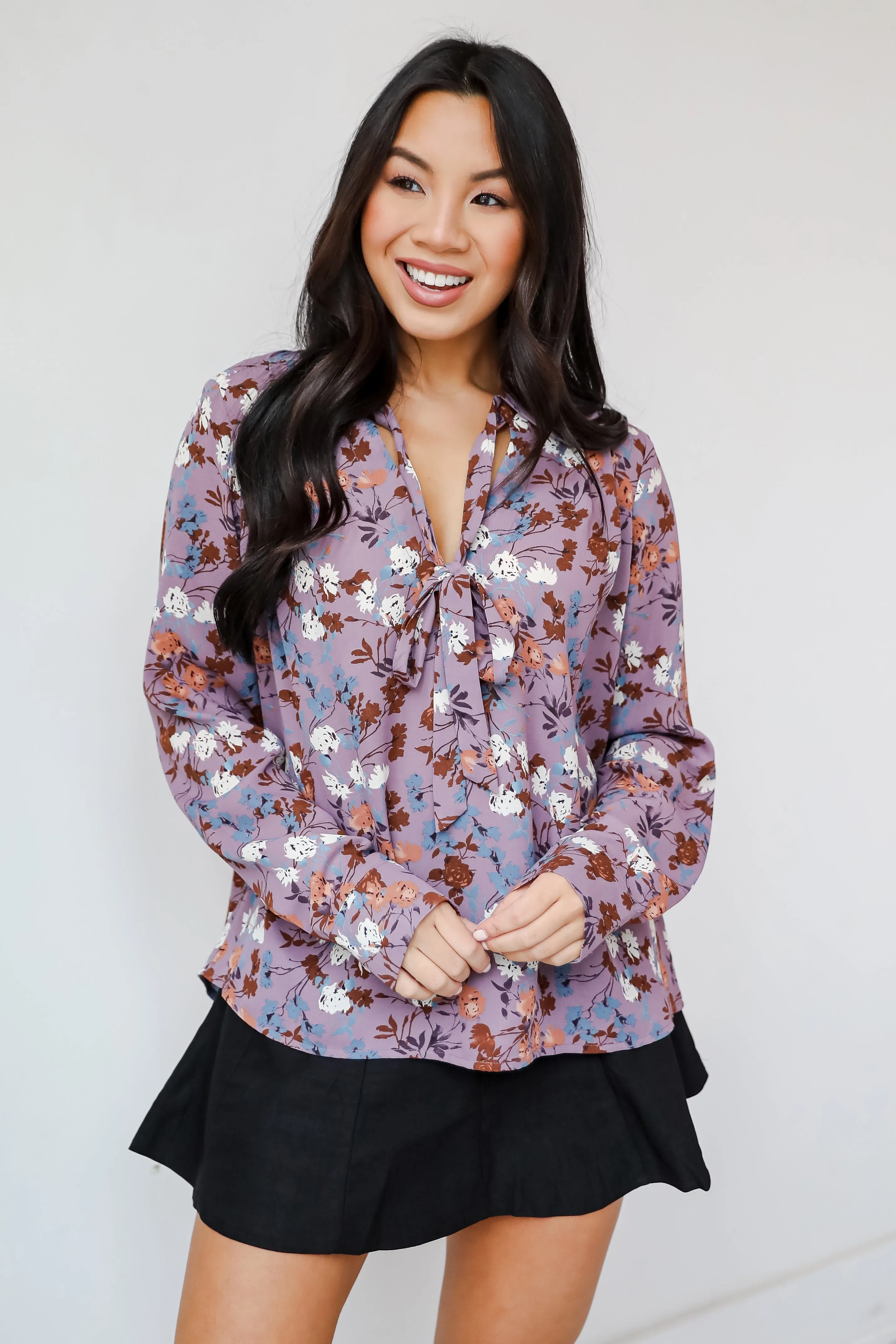 FINAL SALE - Certainly Flawless Purple Floral Blouse