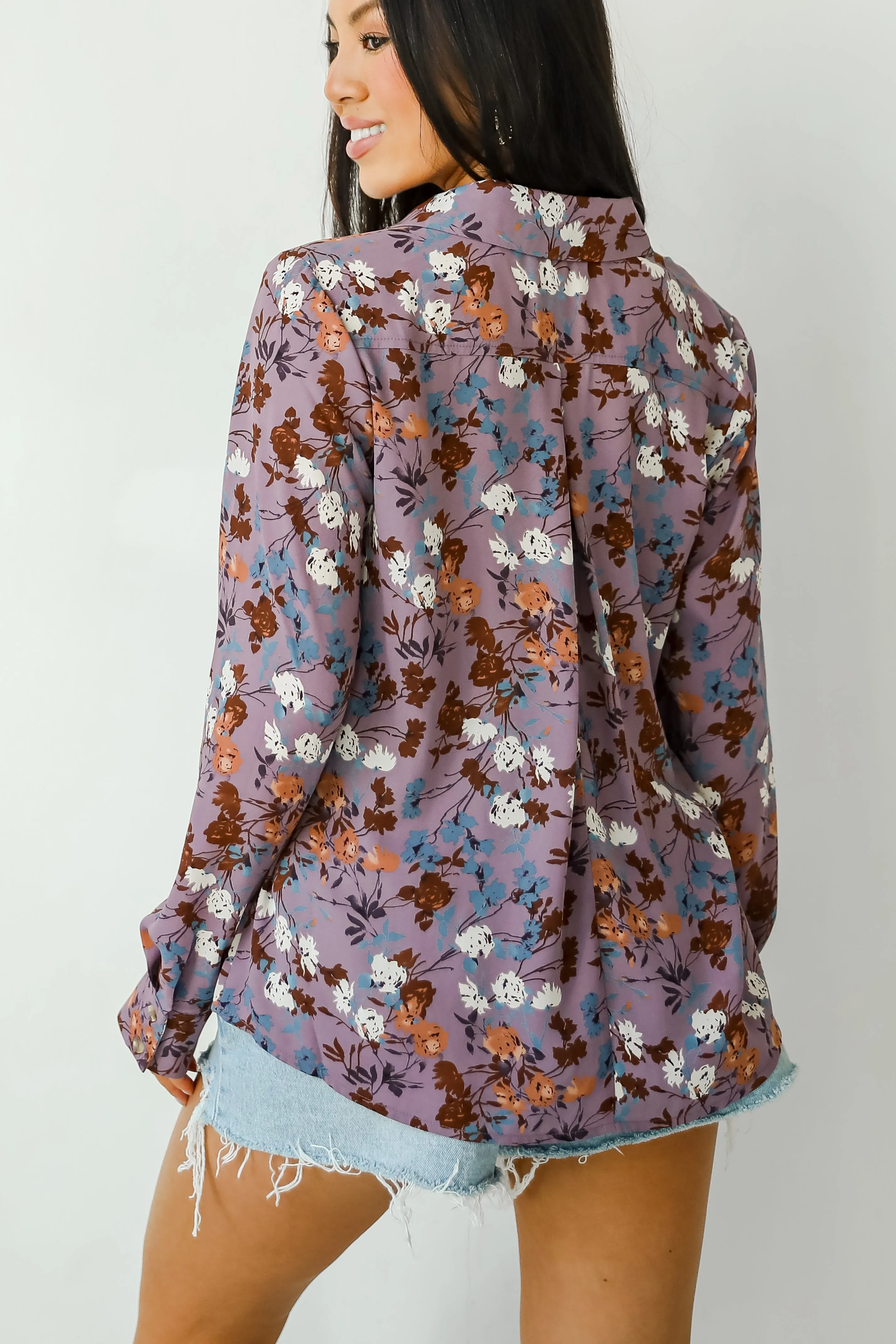 FINAL SALE - Certainly Flawless Purple Floral Blouse