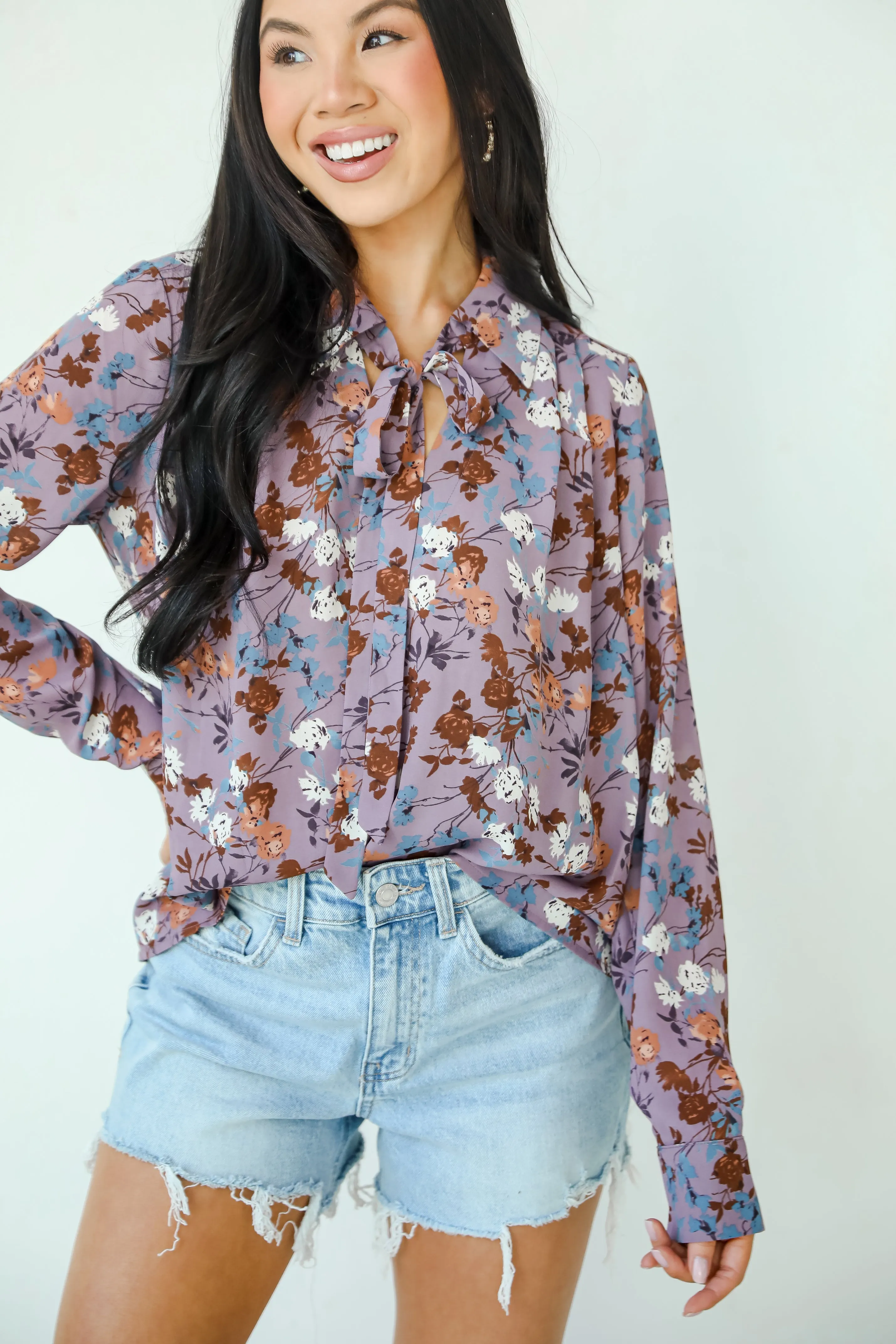 FINAL SALE - Certainly Flawless Purple Floral Blouse