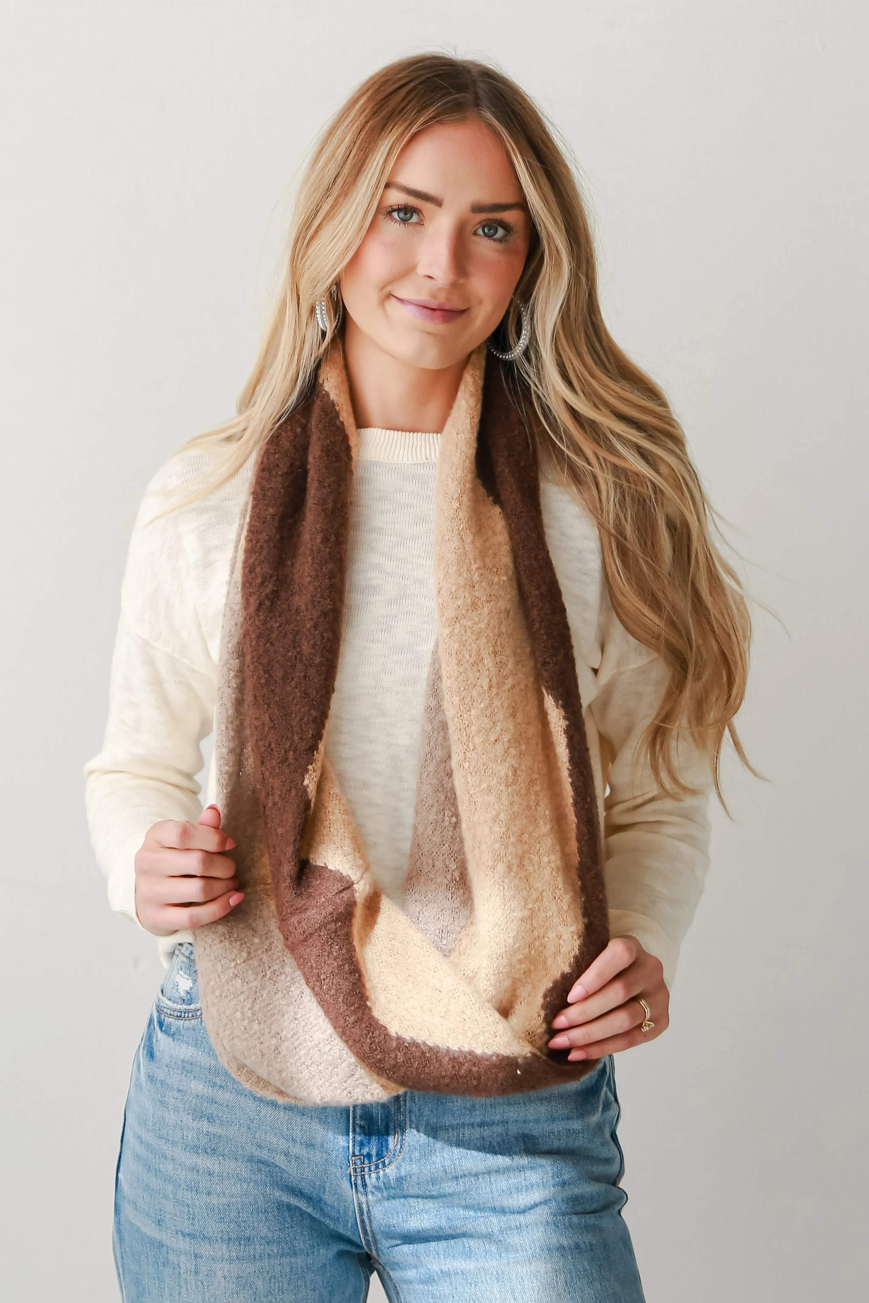 FINAL SALE - Cuddly Love Brown Infinity Scarf - DOORBUSTER