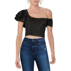 Flor et.al Jackson Women's Ruffled One Shoulder Moire Crop Top