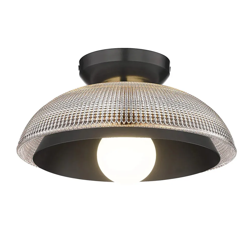 Golden Lighting 0309-FM BLK-RPG Crawford Flush Mount in Black