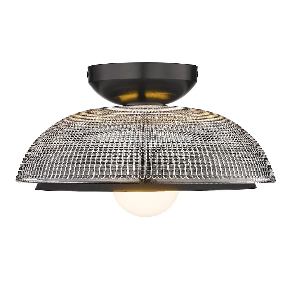 Golden Lighting 0309-FM BLK-RPG Crawford Flush Mount in Black