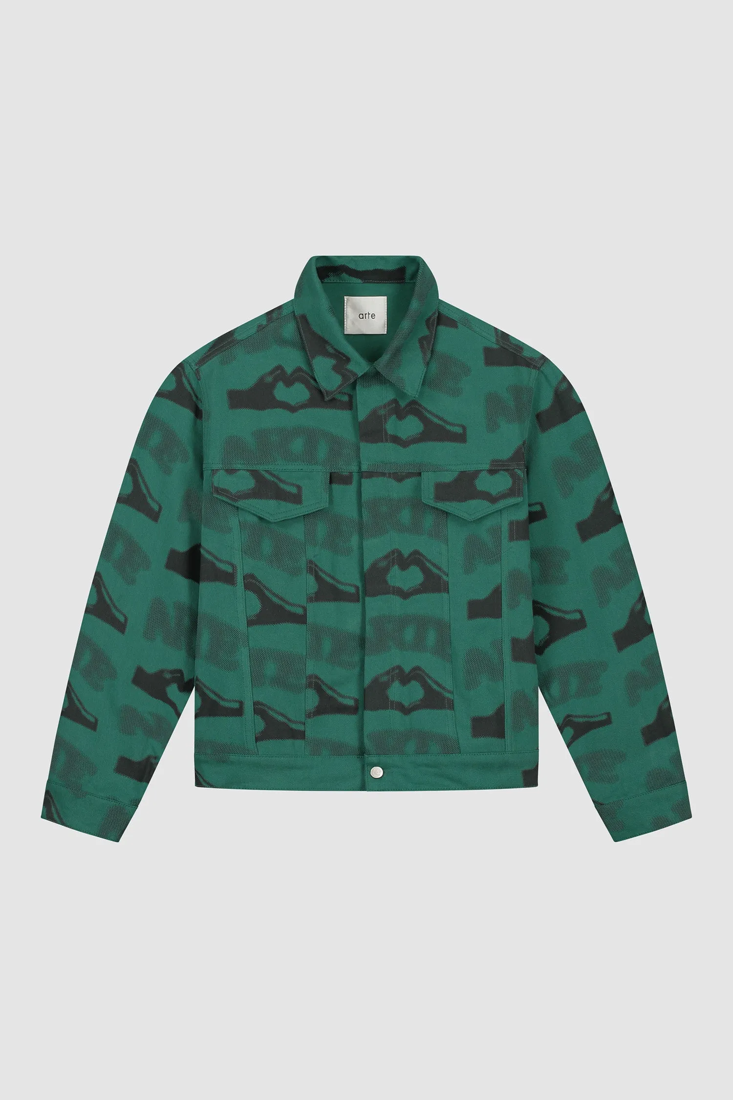 Heart Printed Jacket - Green