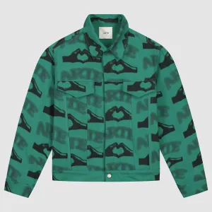 Heart Printed Jacket - Green