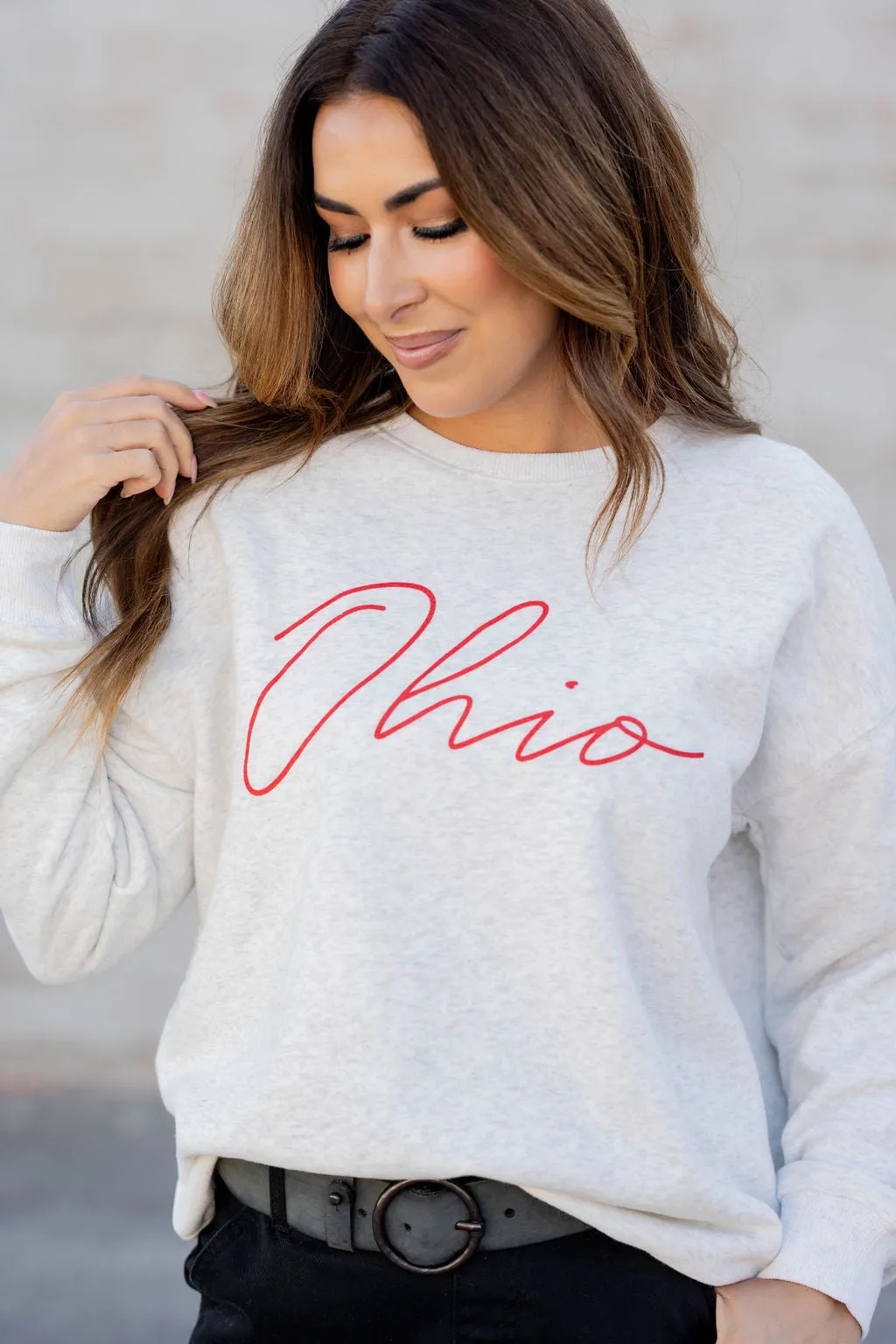 Heathered Cursive Ohio Graphic Crewneck