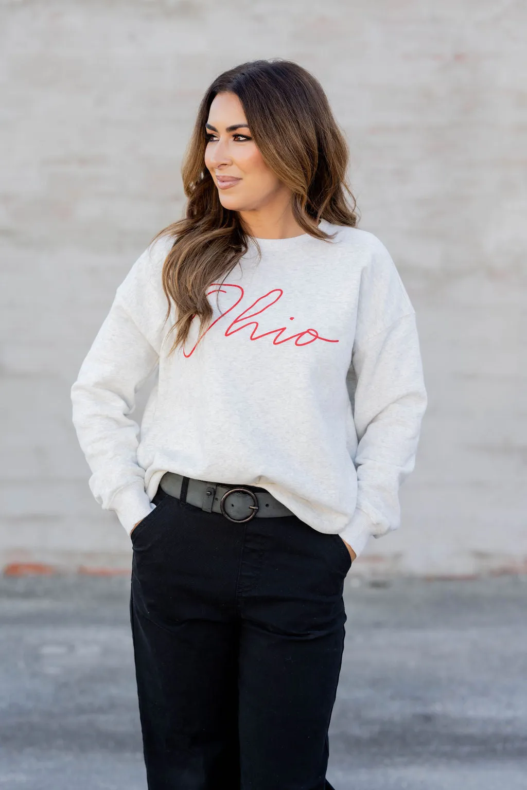 Heathered Cursive Ohio Graphic Crewneck