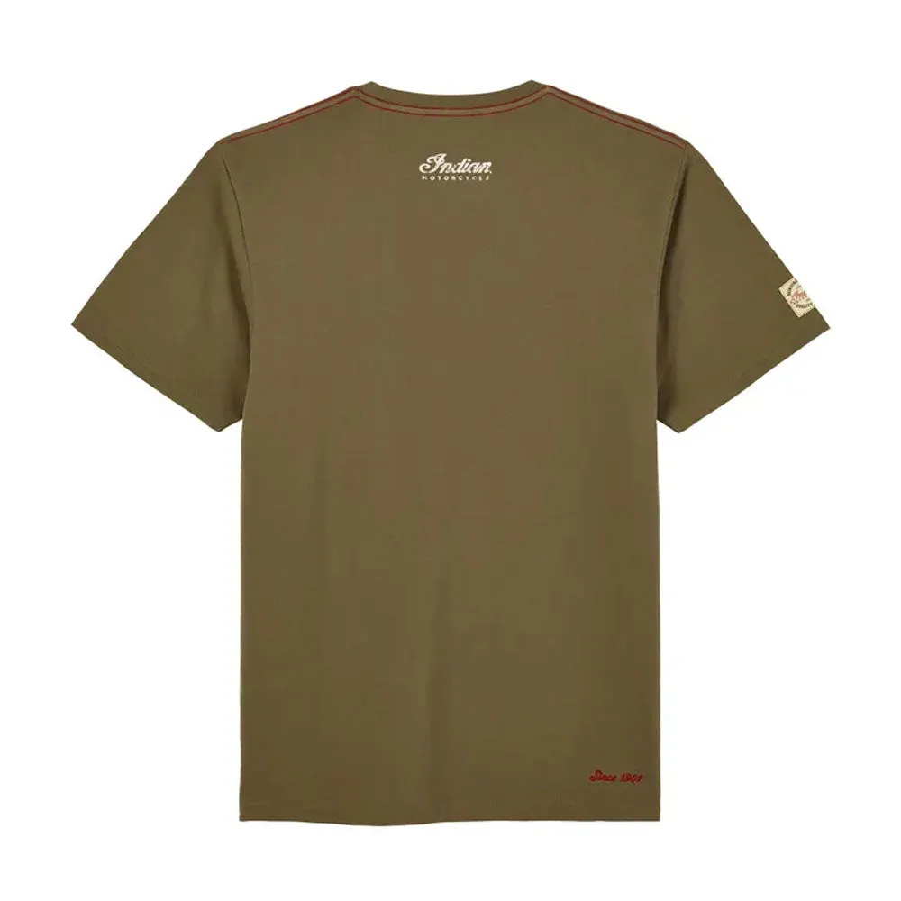 Indian Motorcycle  Mens 2 Color Script T-Shirt Tee Lightweight Comfortable Khaki