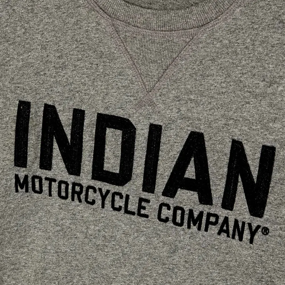 Indian Motorcycle  Mens Chain Stitch Emroidery Long Sleeve T-Shirt Tee Comfy Grey